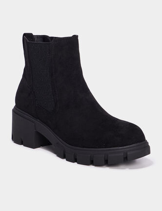 Bottines chelsea talons crantés noir femme