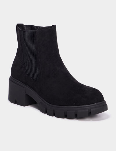 Bottines chelsea talons crantés noir femme