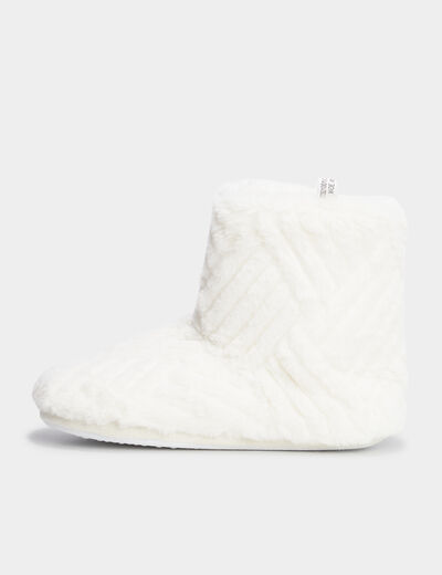 Chaussons bottines fourr&eacute;s blanc femme