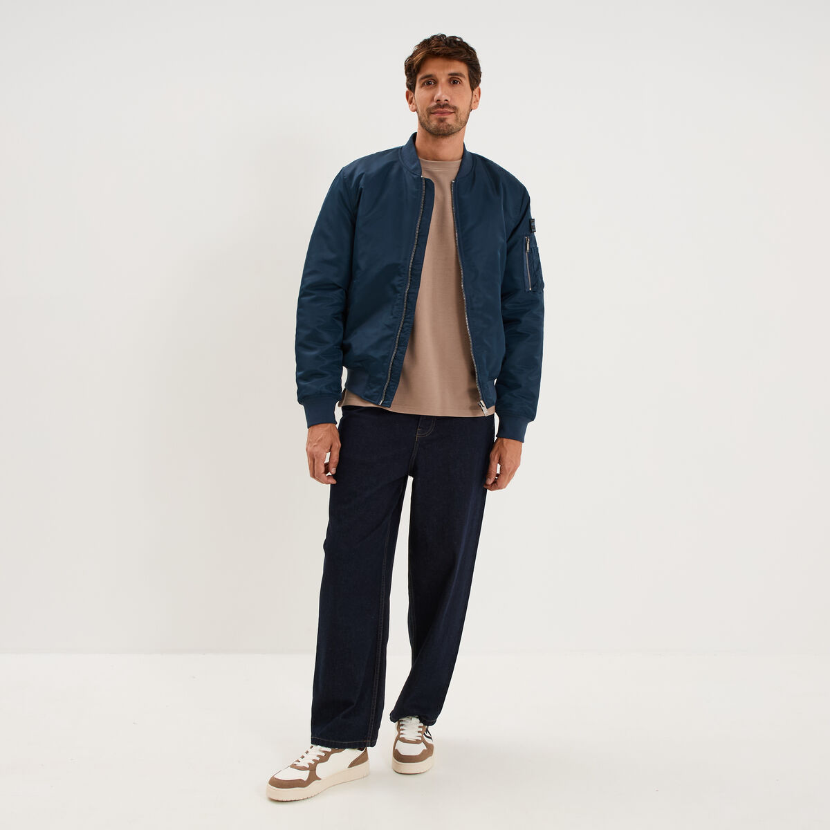 Blouson bomber d&eacute;perlant Liberto bleu marine homme