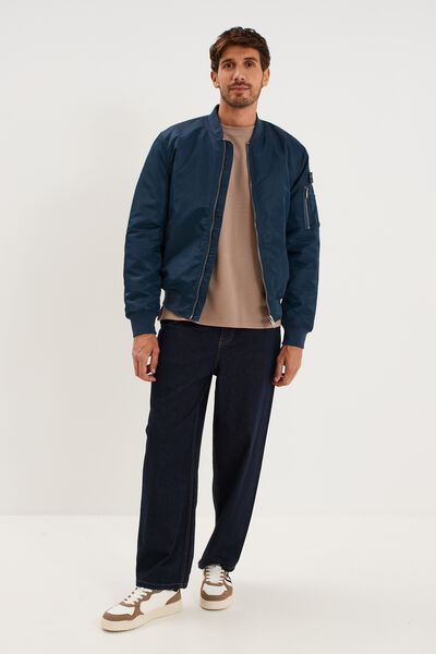 Blouson bomber d&eacute;perlant Liberto bleu marine homme
