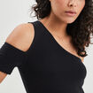 T-shirt cropped asymétrique noir femme