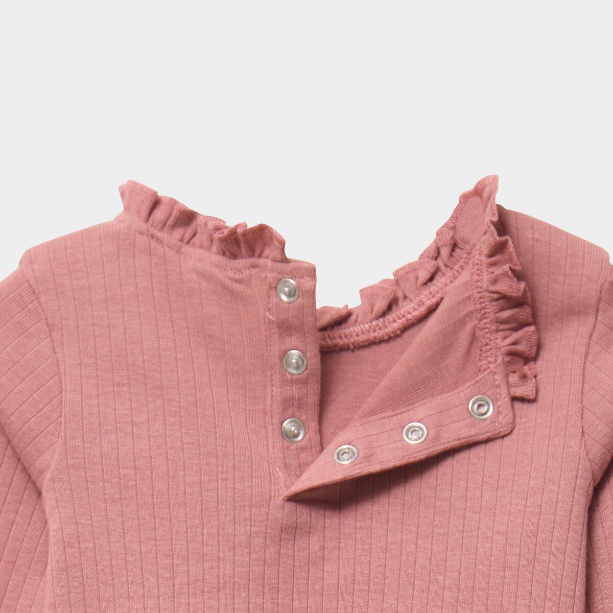 T-shirt c&ocirc;tel&eacute; col montant &agrave; volants rose b&eacute;b&eacute; fille