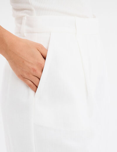 Pantalon large avec pinces blanc femme