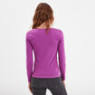 T-shirt manches longues col en V coton violet femme