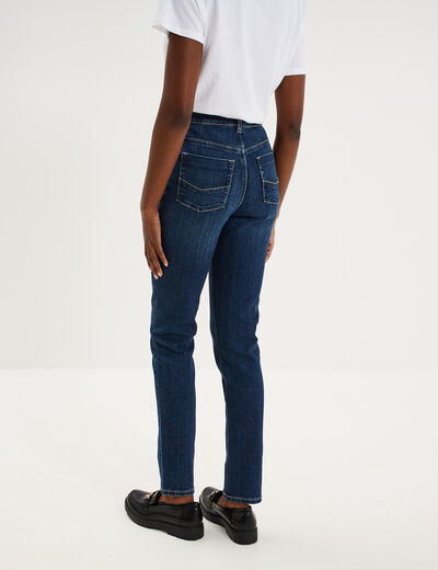 Jean skinny taille haute bleu fonc&eacute; femme
