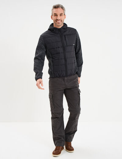 Gilet zipp&eacute; &agrave; capuche gris fonc&eacute; homme