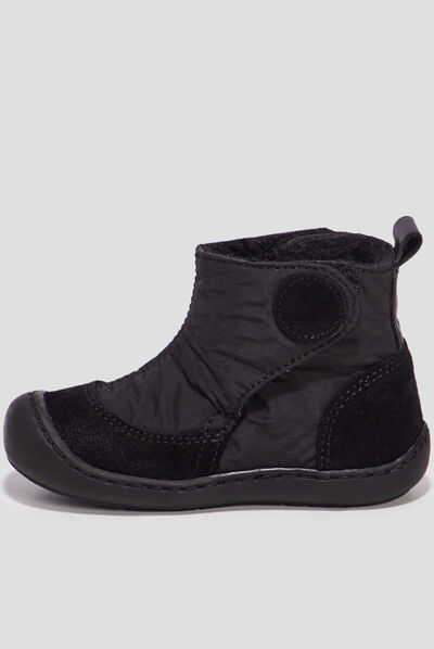 Bottines à scratchs en cuir noir bébé garçon