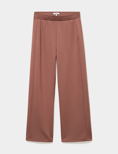 Pantalon de jogging large molletonn&eacute; marron femme