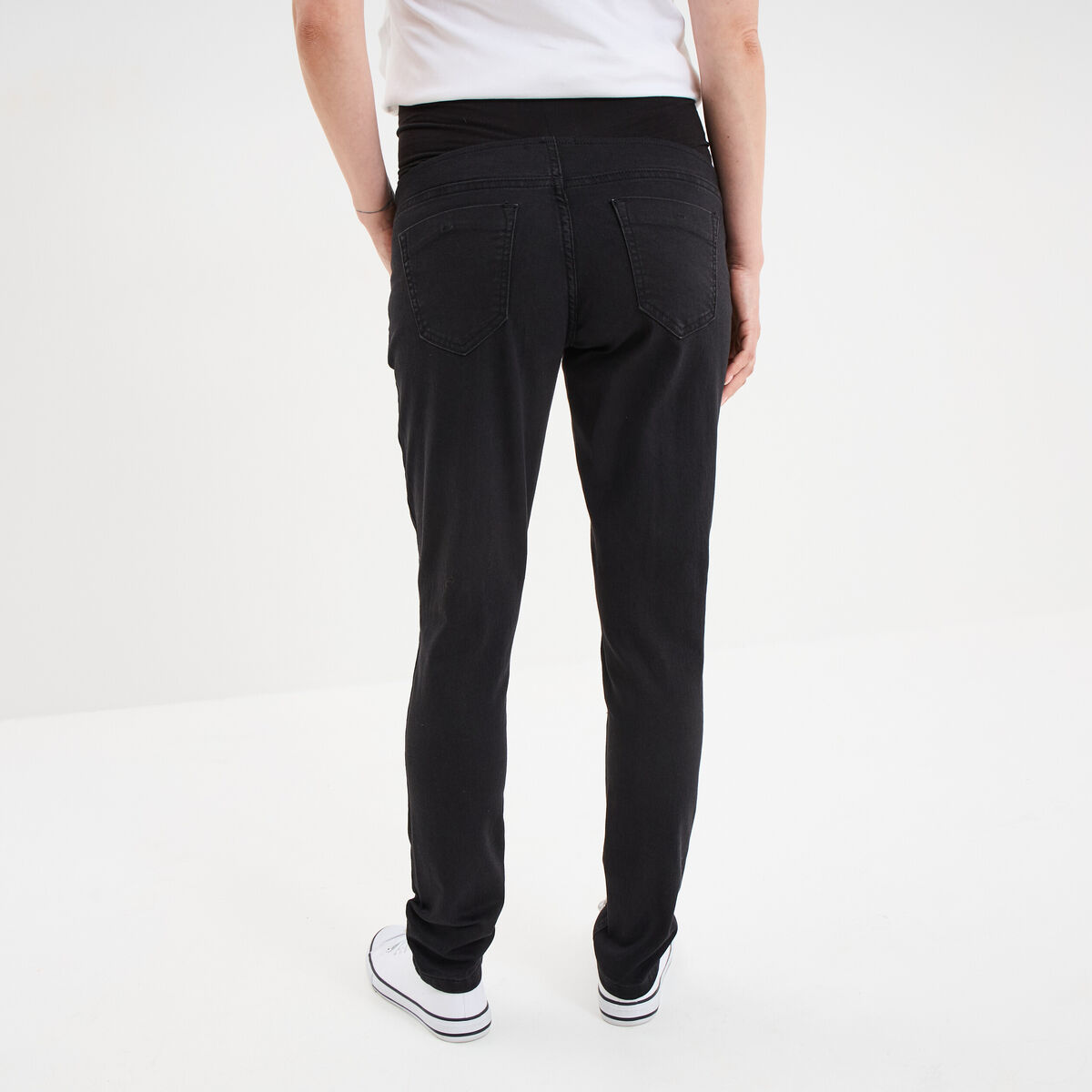 Jegging grossesse confort avec bandeau denim noir femme maternité