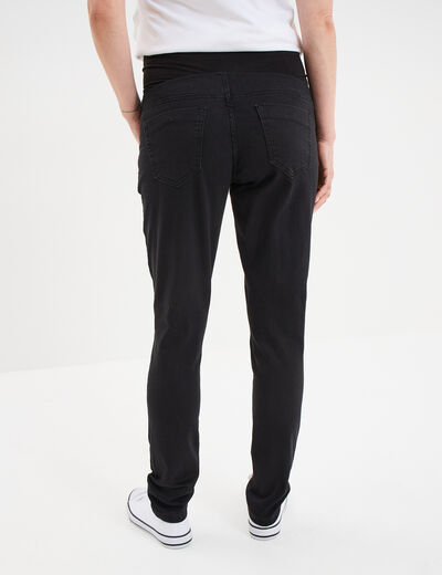 Jegging grossesse confort avec bandeau denim noir femme maternité