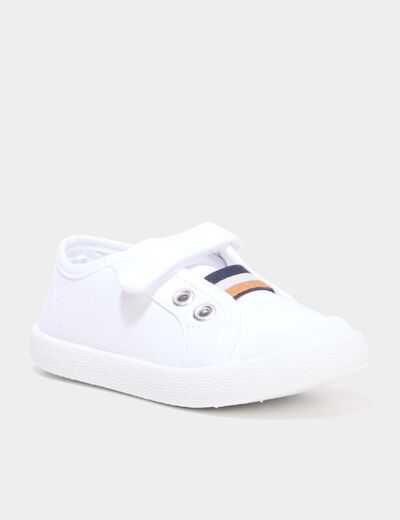 Tennis basses en toile bout renforc&eacute; blanc gar&ccedil;on
