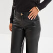 Pantalon simili cuir 7/8ème large noir femme