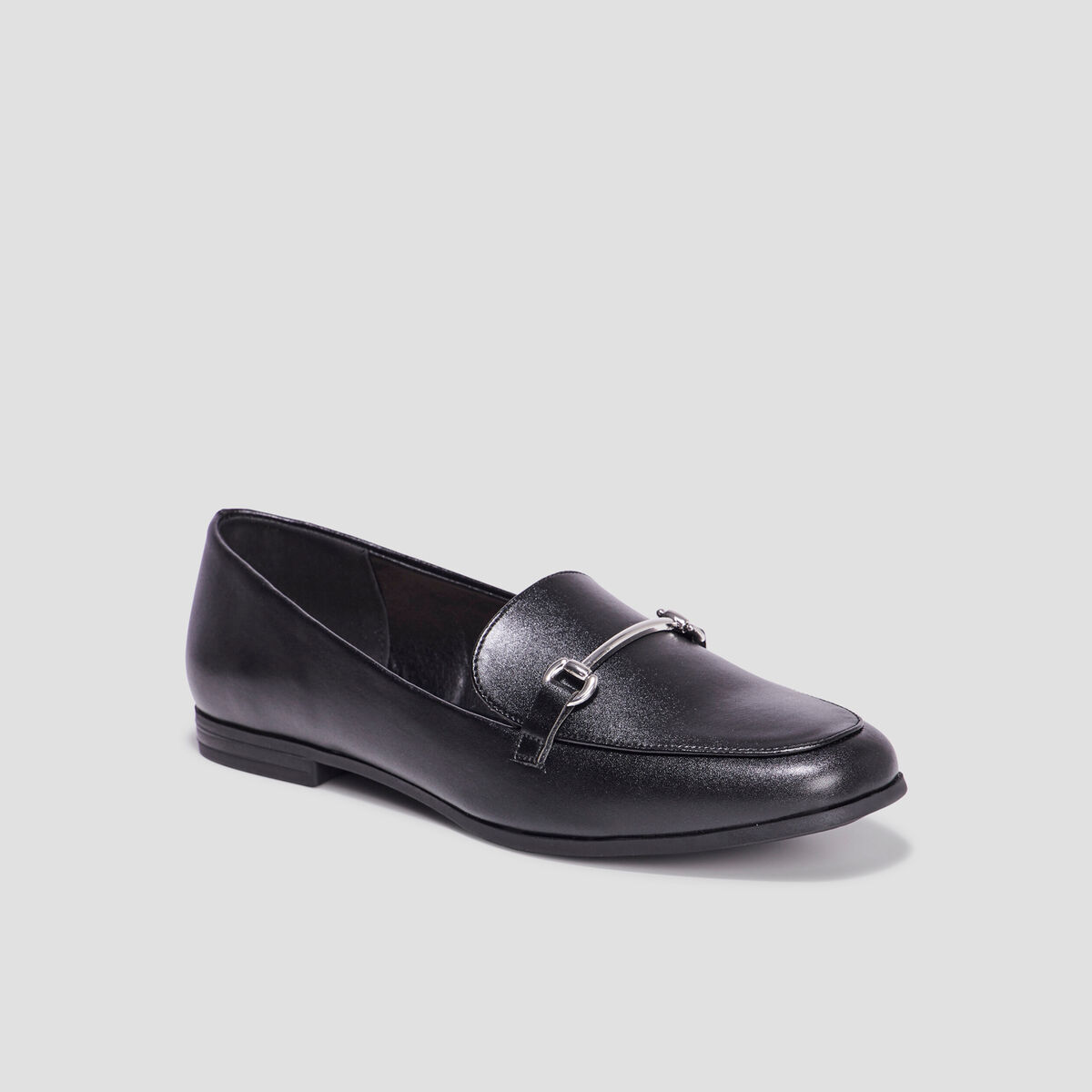 Mocassins plats avec boucles noir femme