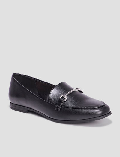 Mocassins plats avec boucles noir femme