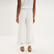 Pantalon large &eacute;lastiqu&eacute;e gaze coton blanc femme