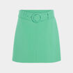 Jupe trapèze courte ceinturée vert menthe femme