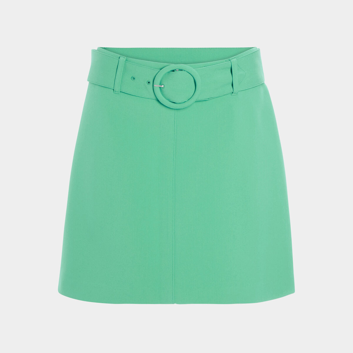 Jupe trapèze courte ceinturée vert menthe femme