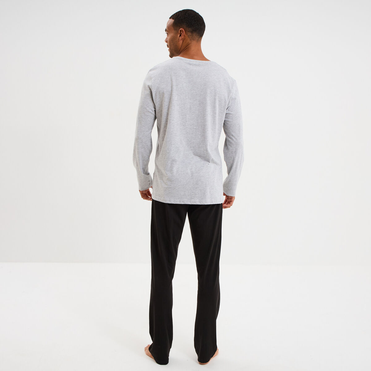 Ensemble pyjama 2 pièces coton gris clair homme