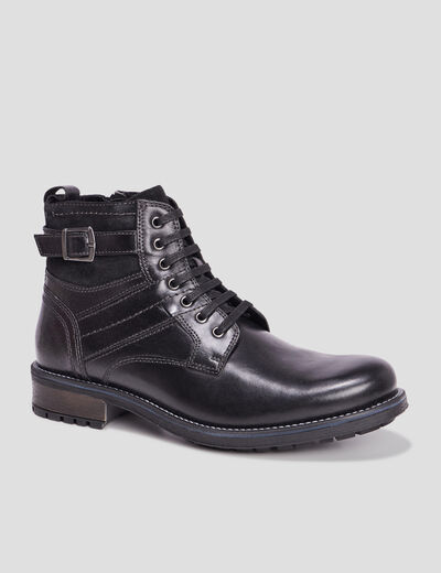 Boots zippées en cuir noir homme
