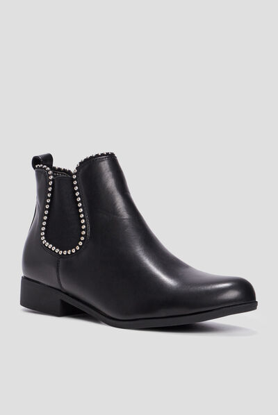 Bottines fourrées chelsea avec clous noir femme