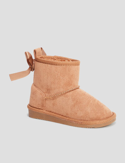 Bottines fourrées avec noeud camel fille