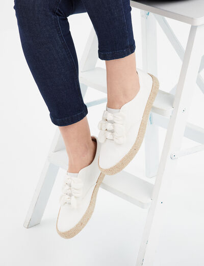 Tennis en toile avec noeuds blanc femme