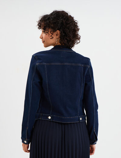 Veste en jean ajust&eacute;e boutonn&eacute;e denim brut femme
