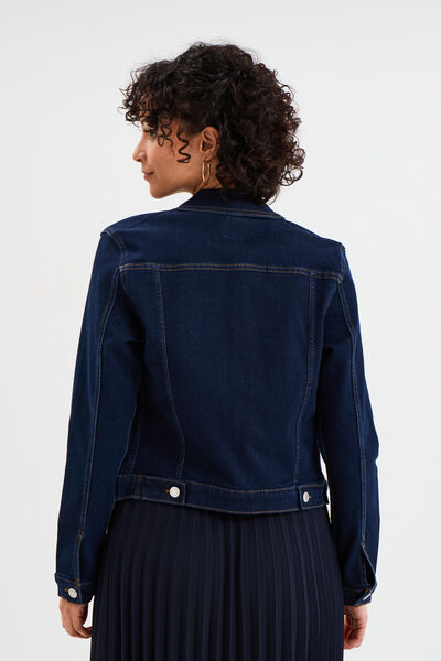 Veste en jean ajust&eacute;e boutonn&eacute;e denim brut femme