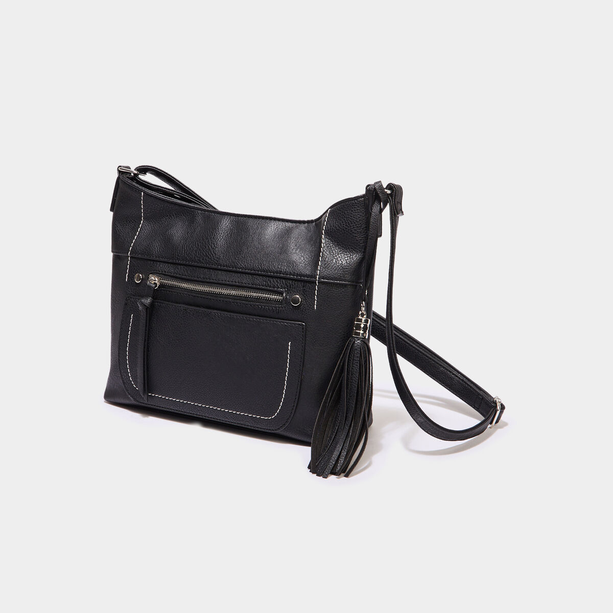Sac en bandouli&egrave;re avec pampille noir femme