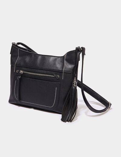 Sac en bandoulière avec pampille noir femme
