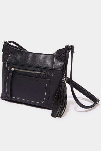 Sac en bandouli&egrave;re avec pampille noir femme