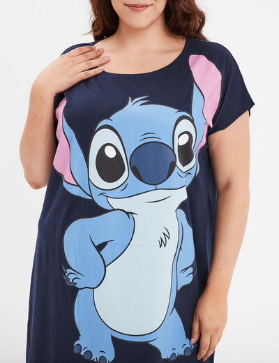 Chemise de nuit manches courtes Stitch bleu marine femme grande taille