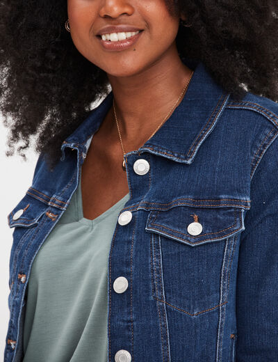 Veste en jean ajustée boutonnée denim stone femme
