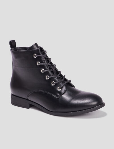 Bottines zippées à lacets noir femme