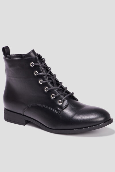 Bottines zippées à lacets noir femme