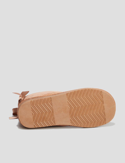 Bottines fourrées noeud effet satin camel fille