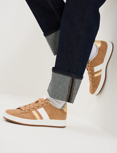 Tennis basses avec lacets sable femme