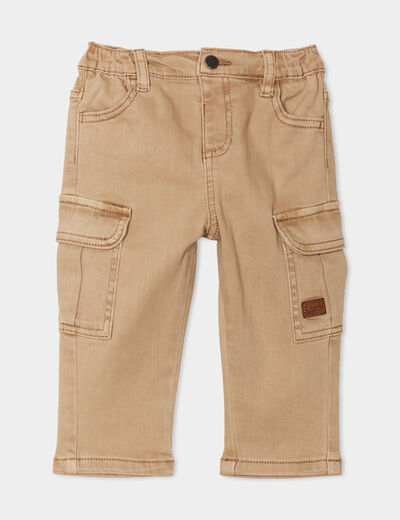 Pantalon poches à rabat coton Creeks taupe bébé garçon