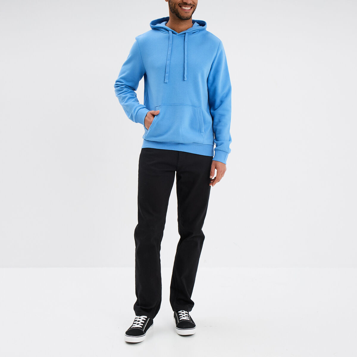 Sweat molleton &agrave; capuche hoodie bleu homme