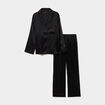 Ensemble pyjama satin chemise pantalon noir femme