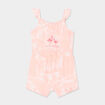 Combishort à bretelles et volants rose fluo bébé fille