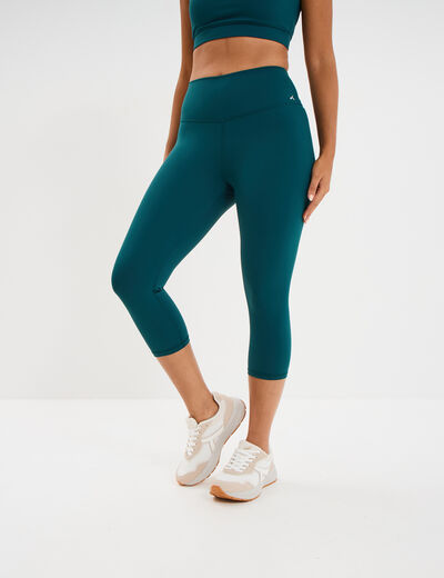 Legging corsaire de sport stretch vert canard femme