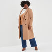 Manteau long double boutonnage taupe femme grande taille