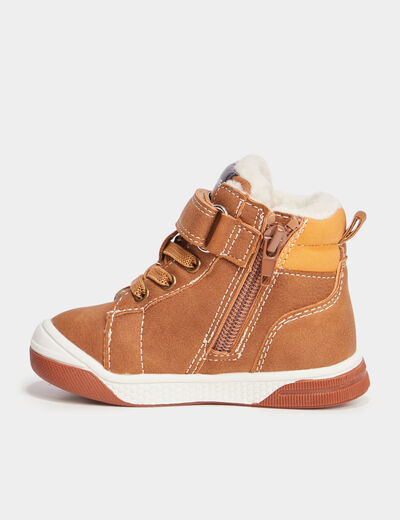 Baskets montantes doublées Creeks marron bébé garçon