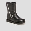 Bottes zippées en cuir noir fille