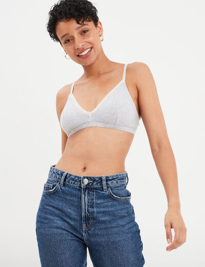Soutien-gorge triangle sans armatures gris femme