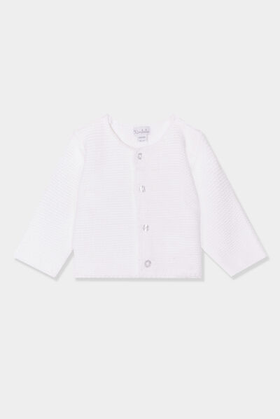 Gilet boutonné manches longues blanc bébé garçon