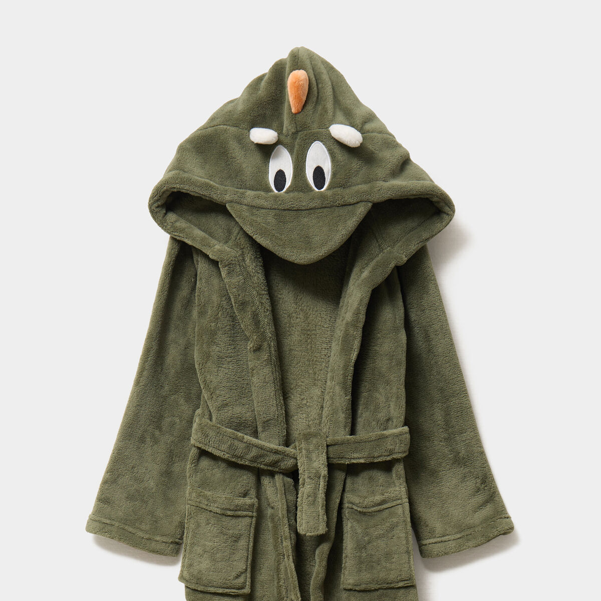 Peignoir à capuche effet polaire vert kaki garçon