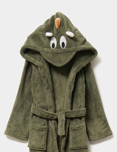 Peignoir à capuche effet polaire vert kaki garçon